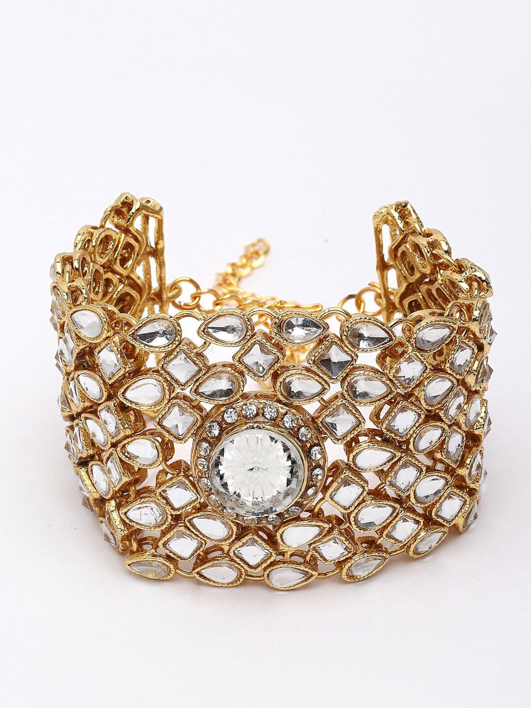 NEUDIS Women Gold-Toned & White Bangle-Style Bracelet Price in India