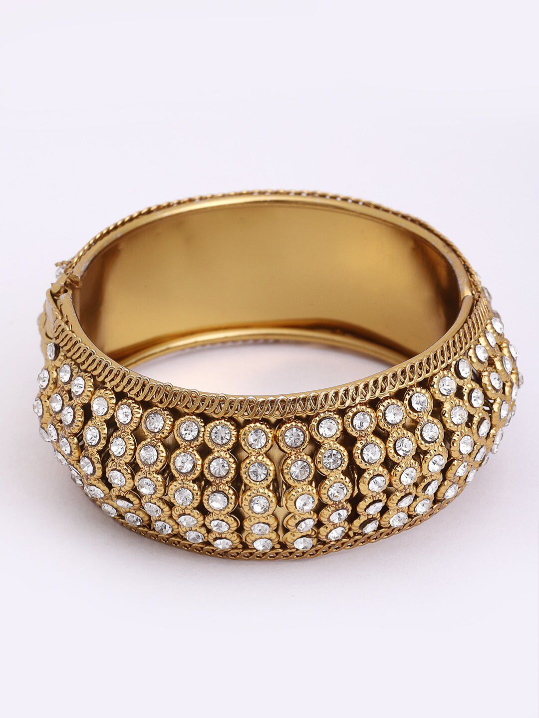 NEUDIS Women Gold-Toned & White Pearls Oxidised Bangle-Style Bracelet Price in India