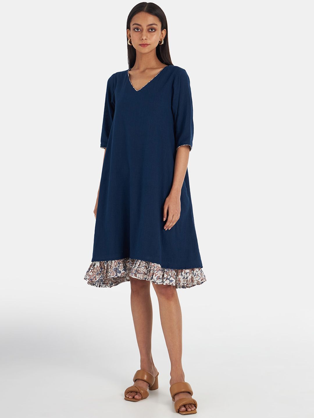 Suta Women Navy Blue Cotton Dress Price in India