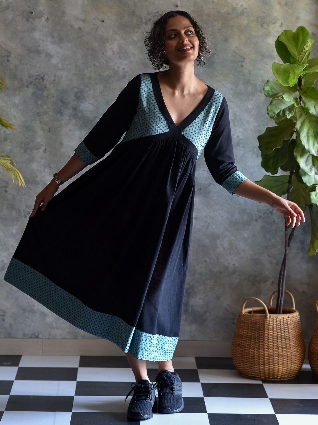 Suta Black Midi Fit and Flare Dress Price in India