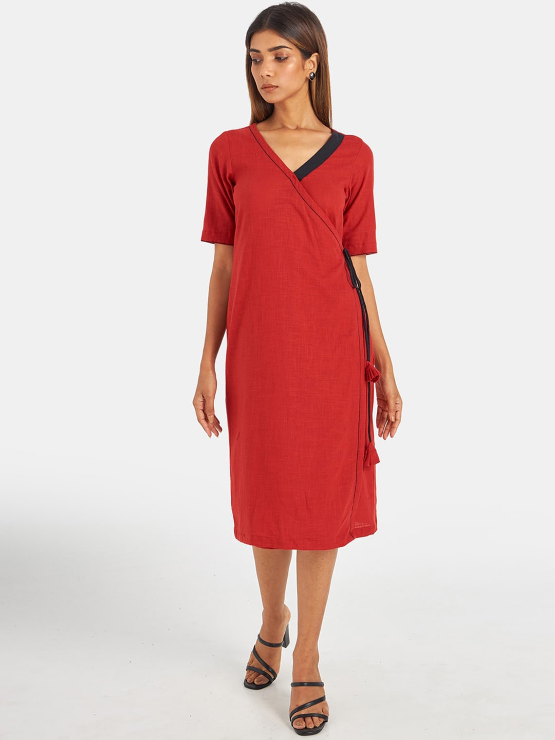 Suta Women Red Cotton Wrap Dress Price in India