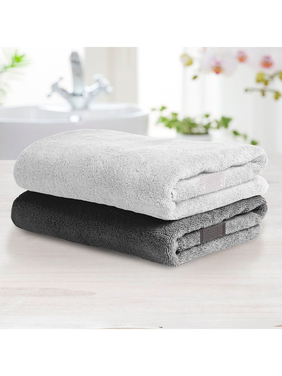 Athome by Nilkamal  Set Of 2 Solid Cotton 370 GSM Bath Towels Price in India