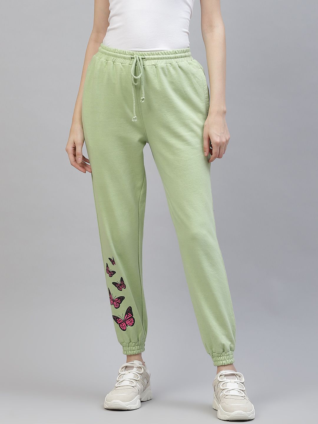 Laabha Women Mint Green Conversational Printed Joggers Price in India