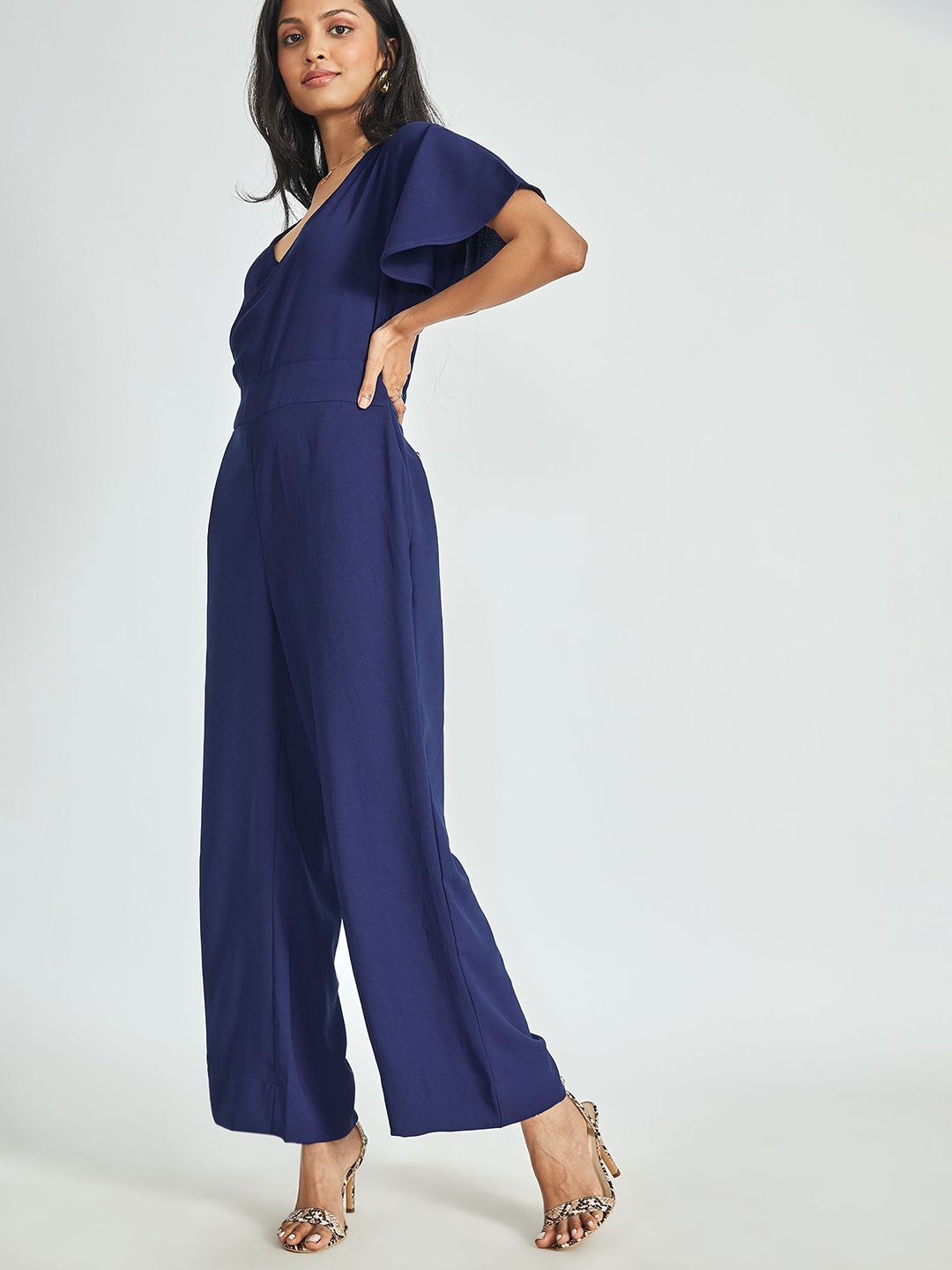 The Label Life Blue Solid Basic Jumpsuit Price in India