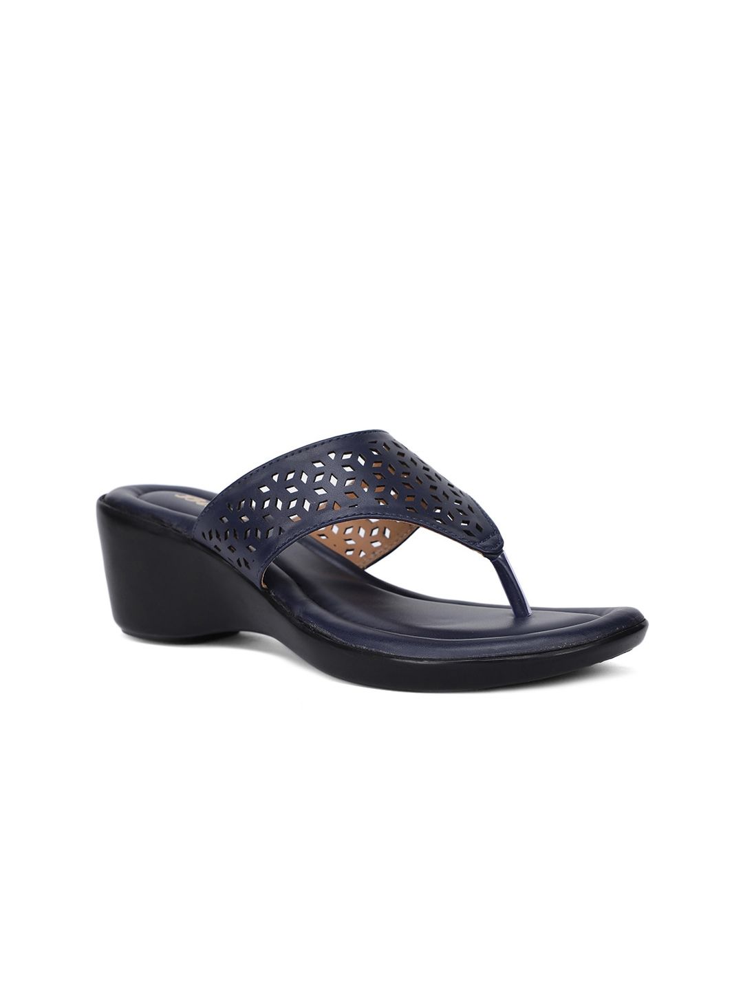 Bata Blue Wedge Sandals with Laser Cuts Price in India