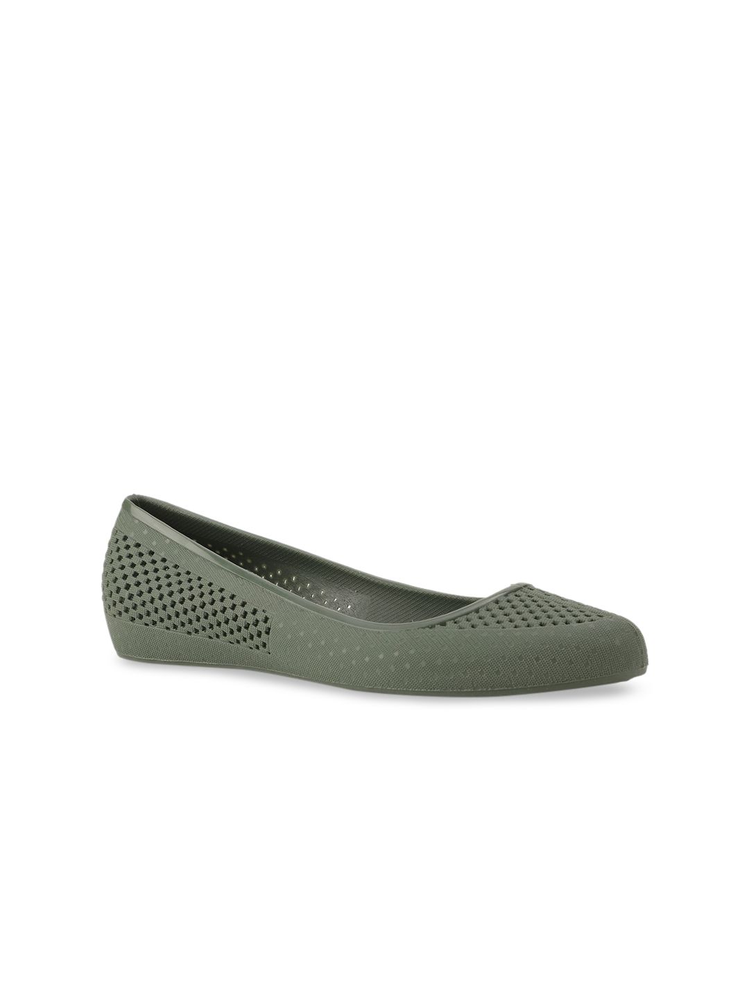 Sandak by Bata Women Olive Green Ballerinas with Laser Cuts Flats