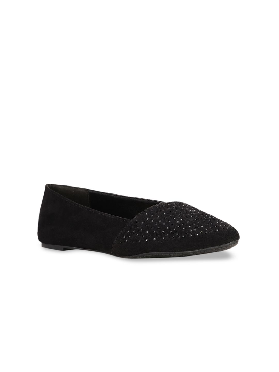 Bata Women Black Embellished Ballerinas with Laser Cuts Flats