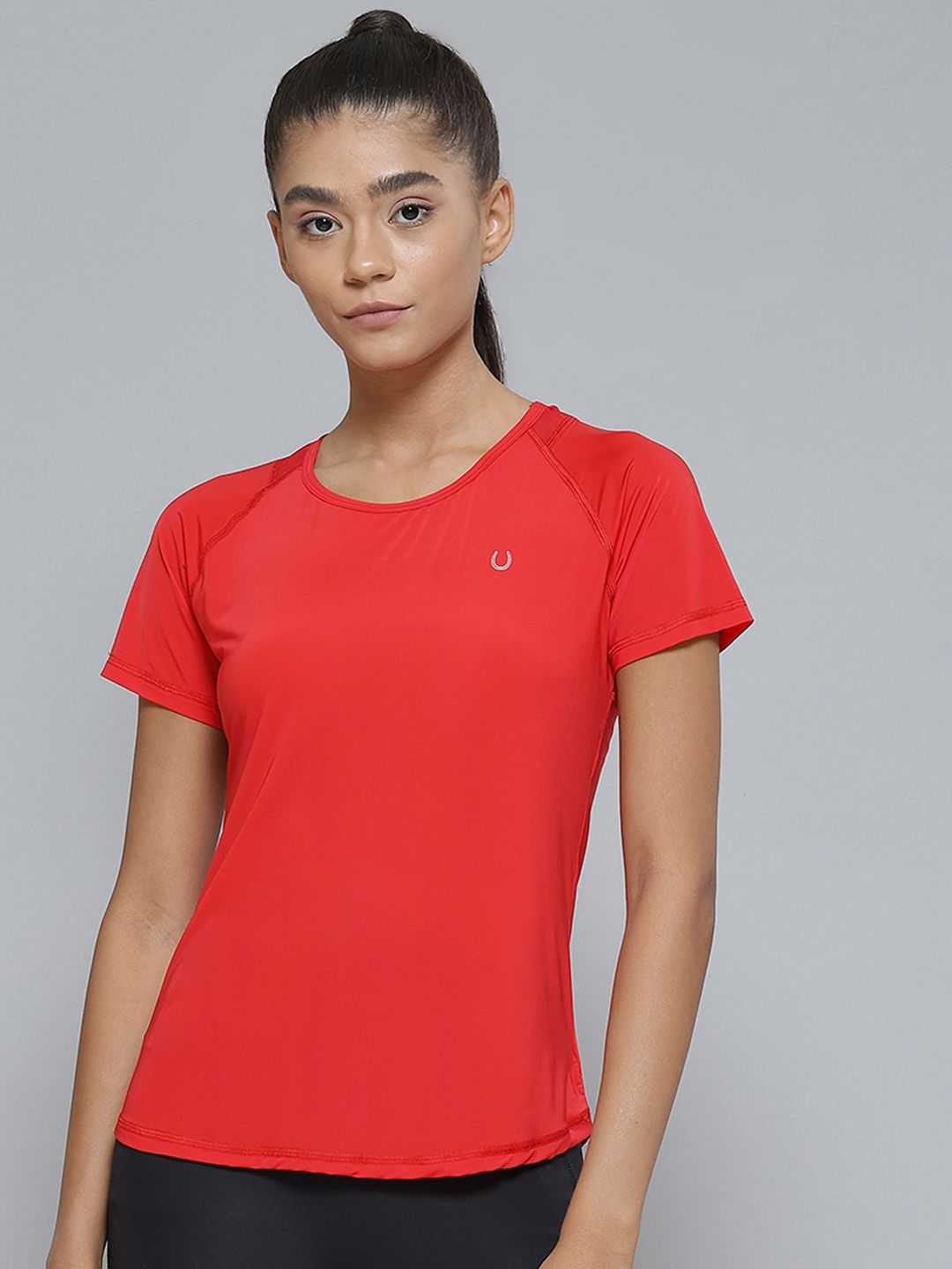 Fitkin Women Red Anti Odour Sports T-shirt Price in India