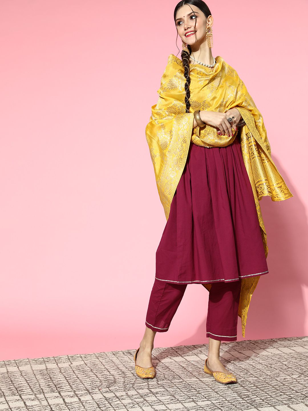 Rang Gali Women Yellow Dupatta Price in India