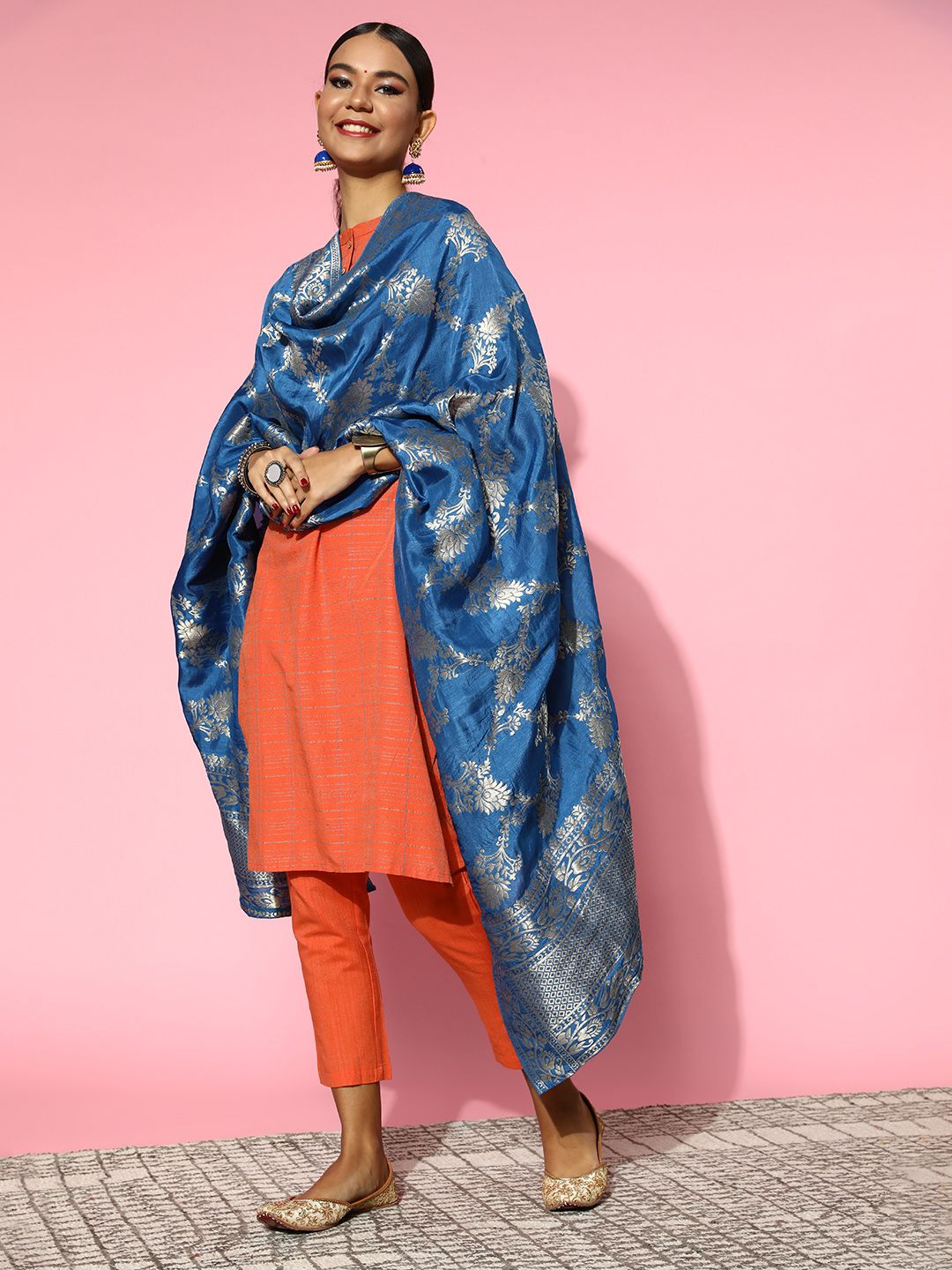 Rang Gali Women Stylish Blue Dupatta Price in India