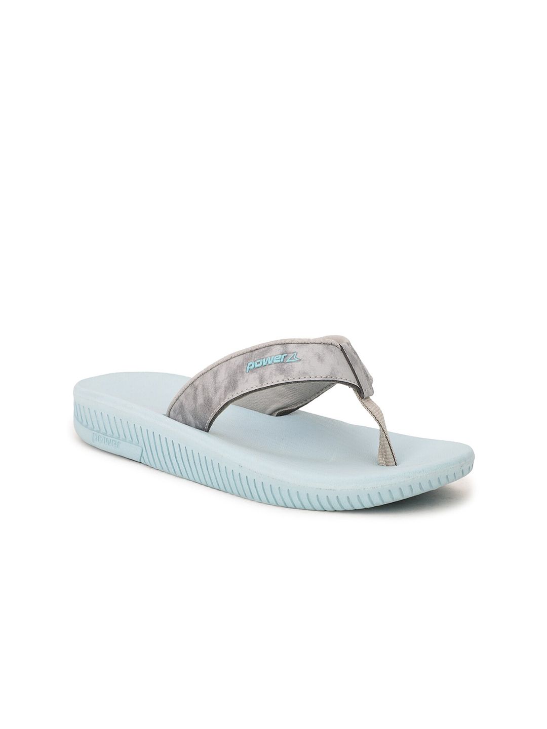 Power Women Grey & Blue Thong Flip-Flops Price in India