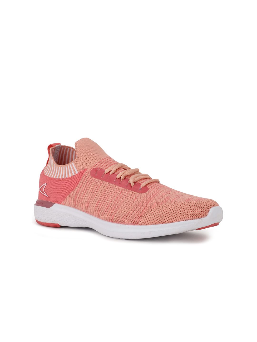 Power Women Peach-Coloured Woven Design Sneakers Price in India