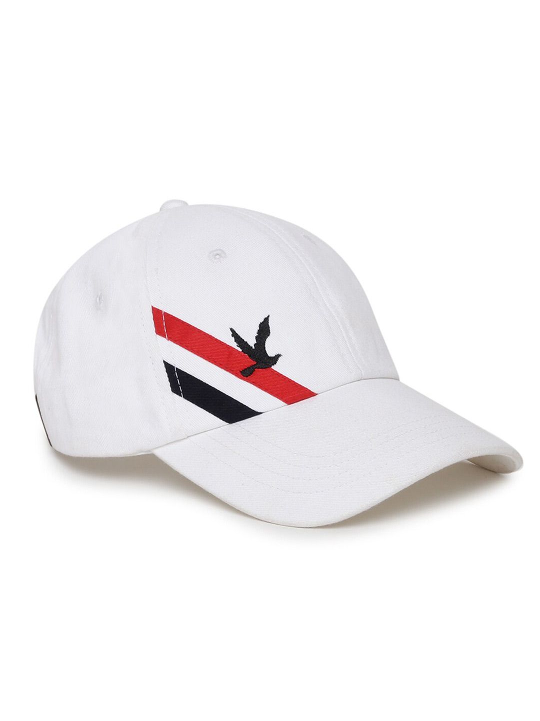 MR BUTTON Unisex White & Red Printed Cotton Baseball Cap Price in India