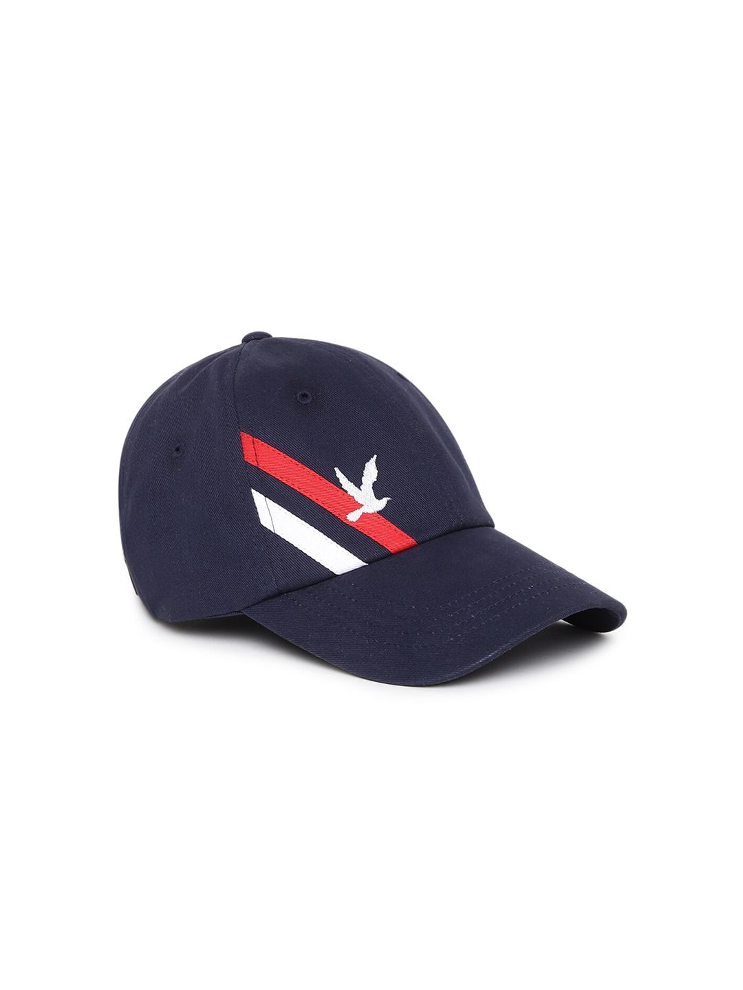 MR BUTTON Unisex Navy Blue & Red Embroidered Baseball Cap Price in India