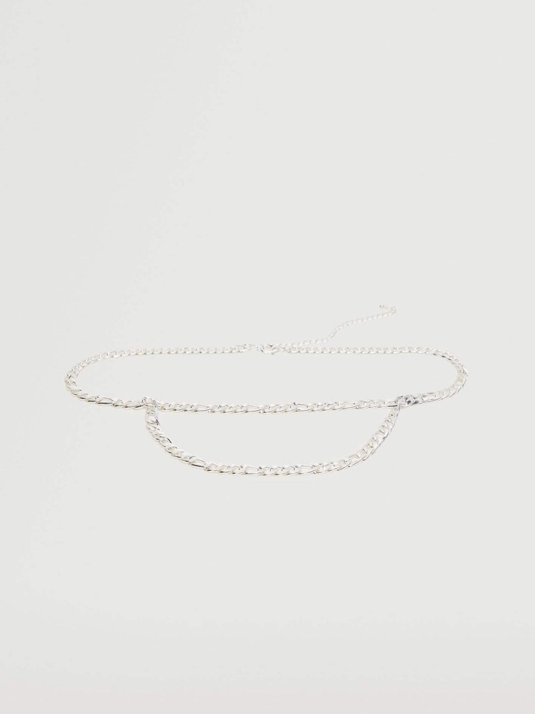 MANGO Women Silver-Toned Linked Chain Style Belt Price in India