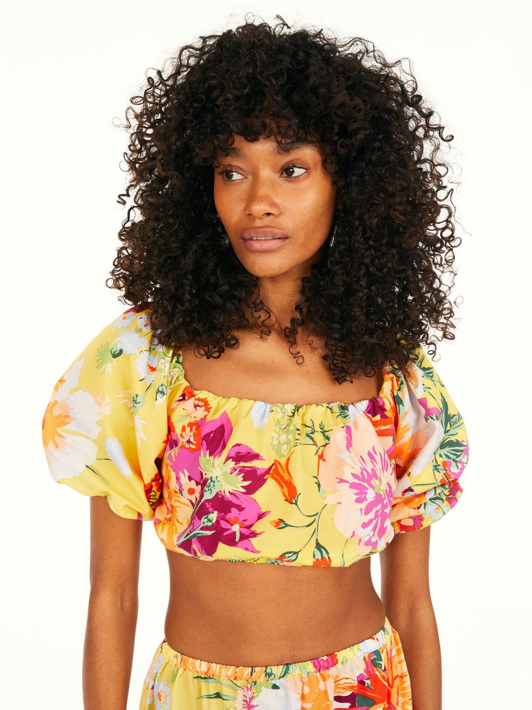 H&M Women Yellow Cropped Off-the-shoulder Top Price in India