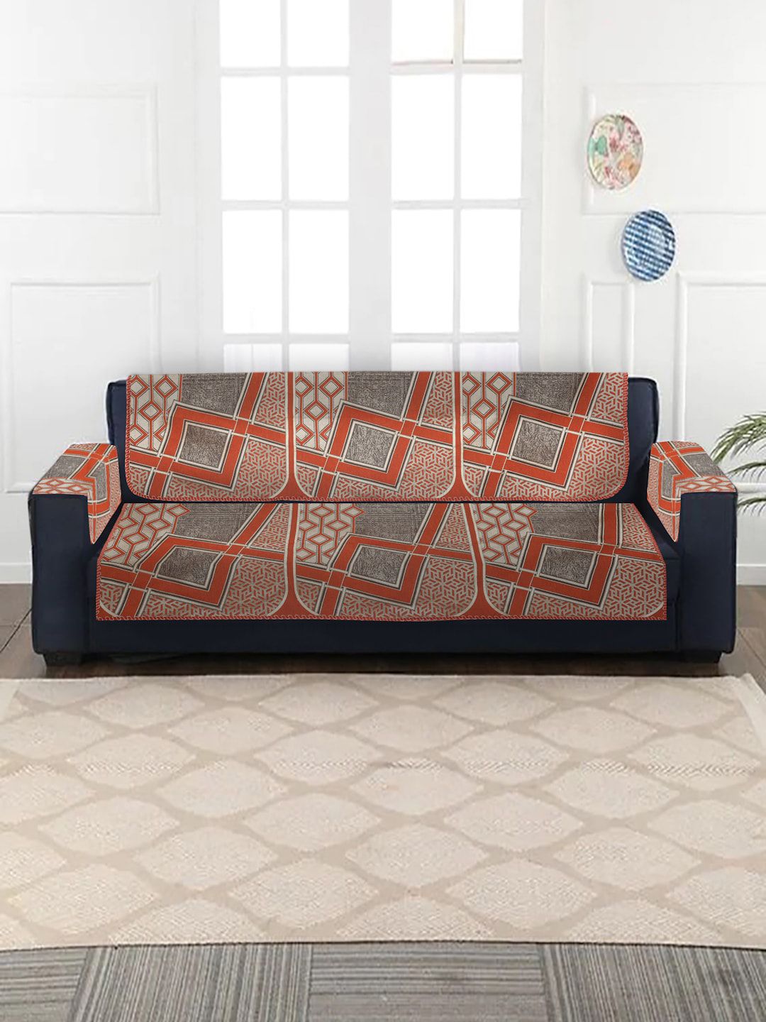 MULTITEX Unisex Rust Sofa Covers Price in India