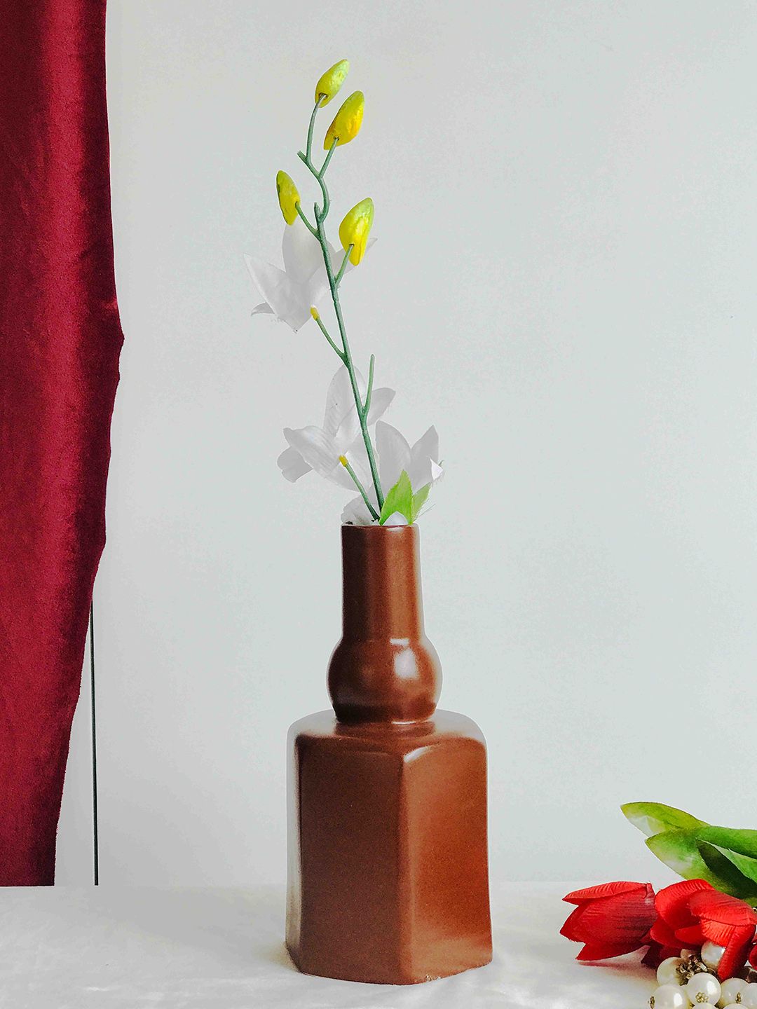 Folkstorys Brown Sirahi Terracotta Vase Price in India