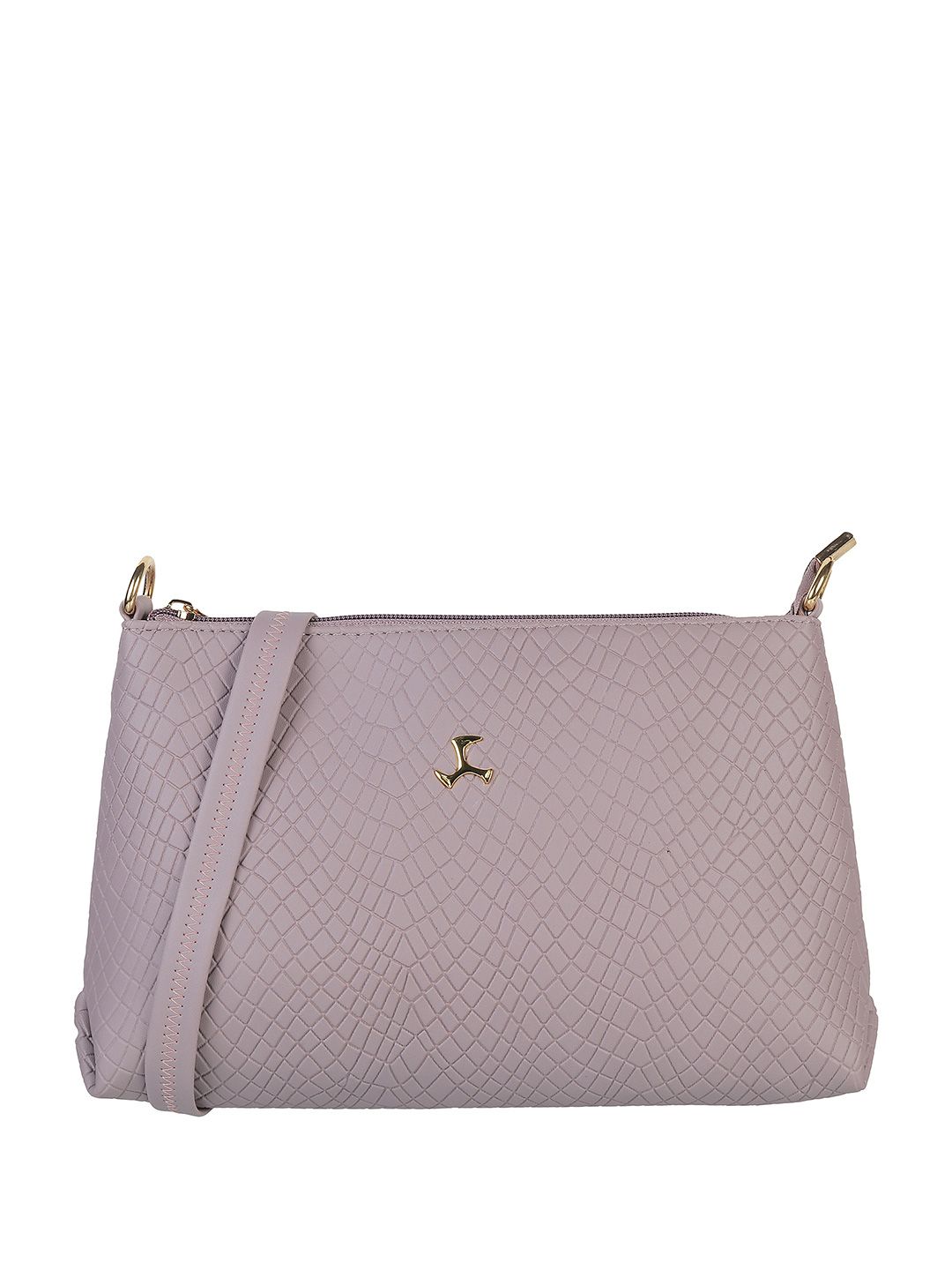 Mochi Purple Textured PU Structured Sling Bag with Quilted