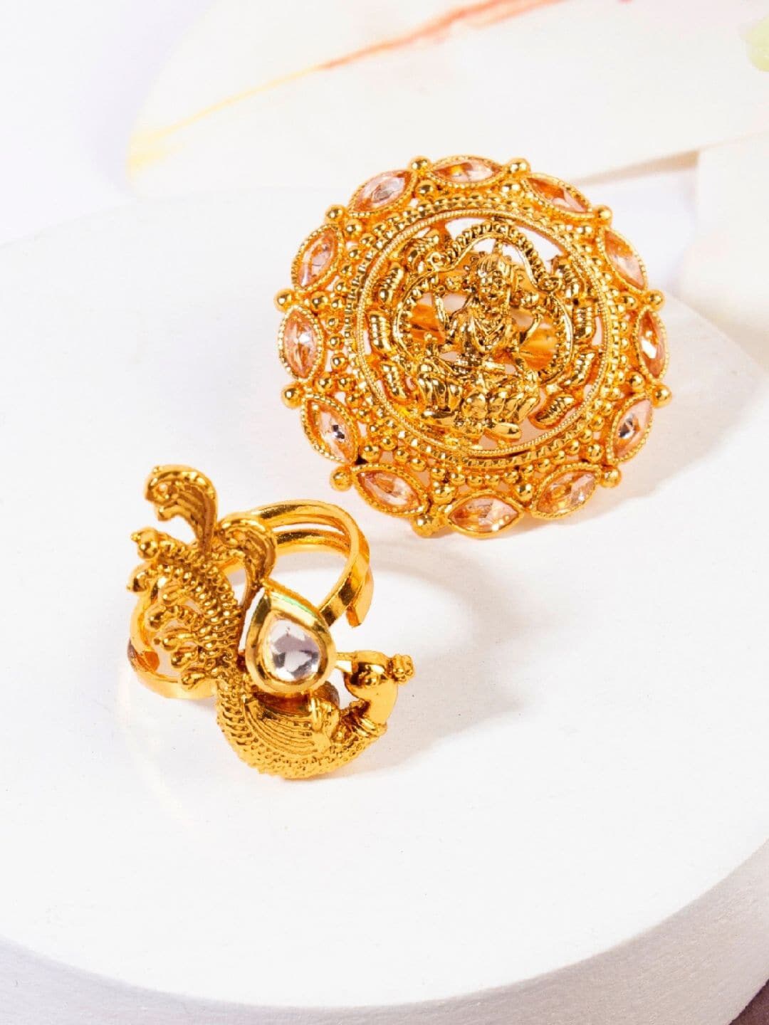 AccessHer Women Gold-Plated Set Of 2 Ethnic Ring Price in India