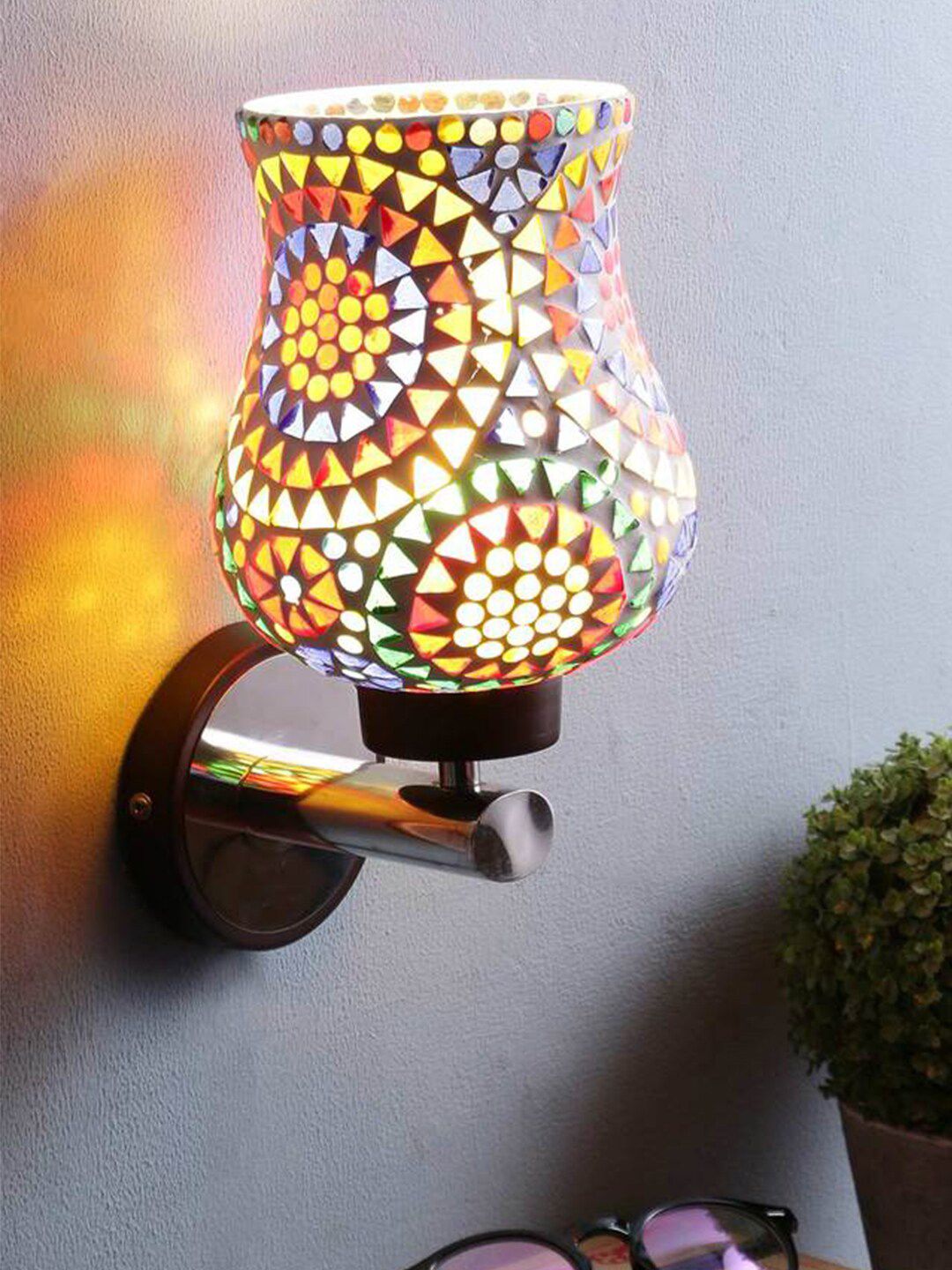 Devansh Multicoloured Mosaic Glass Wall Mounted Lamp Price in India