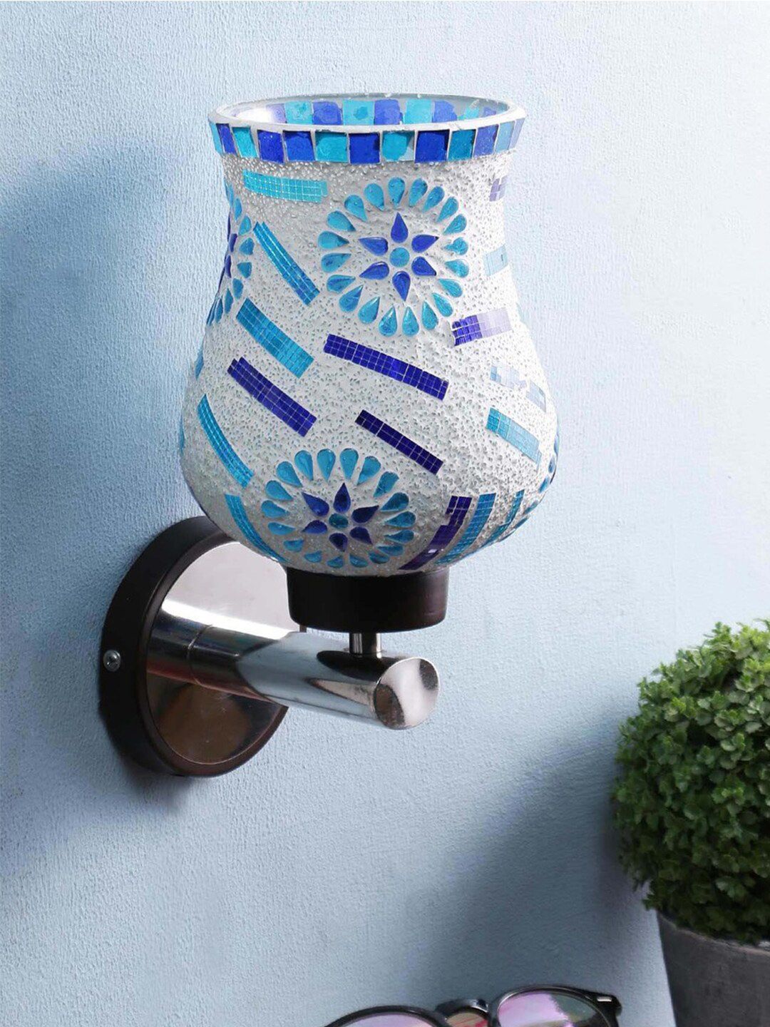 Devansh Blue Wall Mounted Lamp with Iron Base Price in India