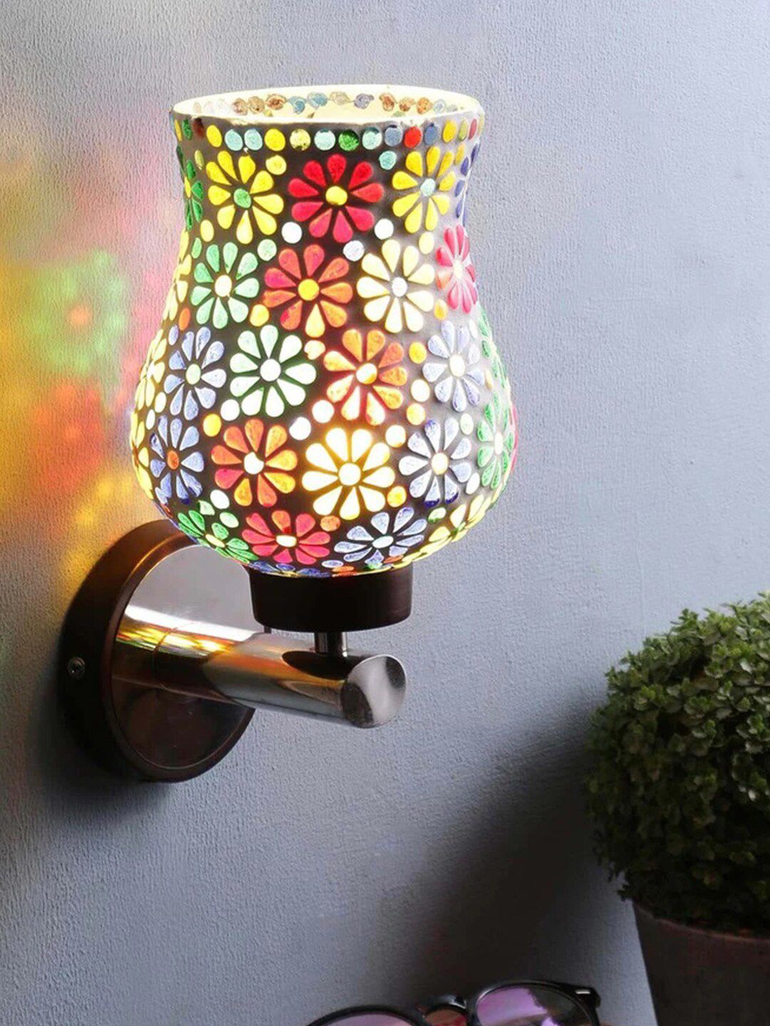 Devansh White & Blue Mosaic Wall Mounted Lamp Price in India