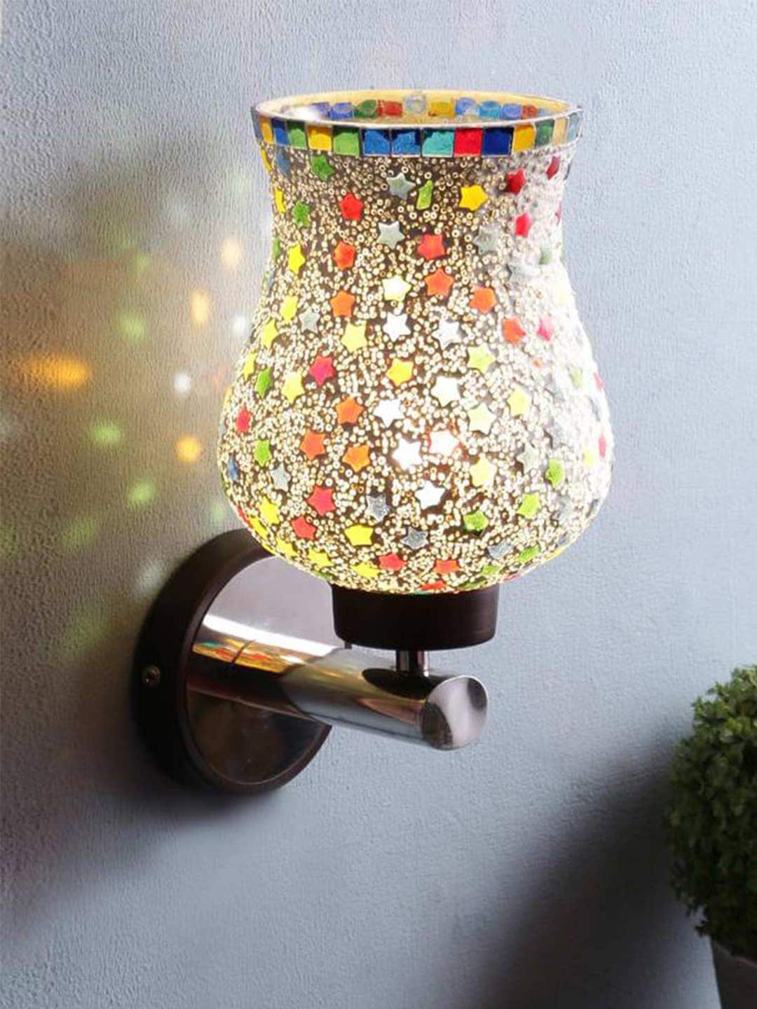 Devansh White & Multicoloured Glass Wall Mounted Lamp Price in India