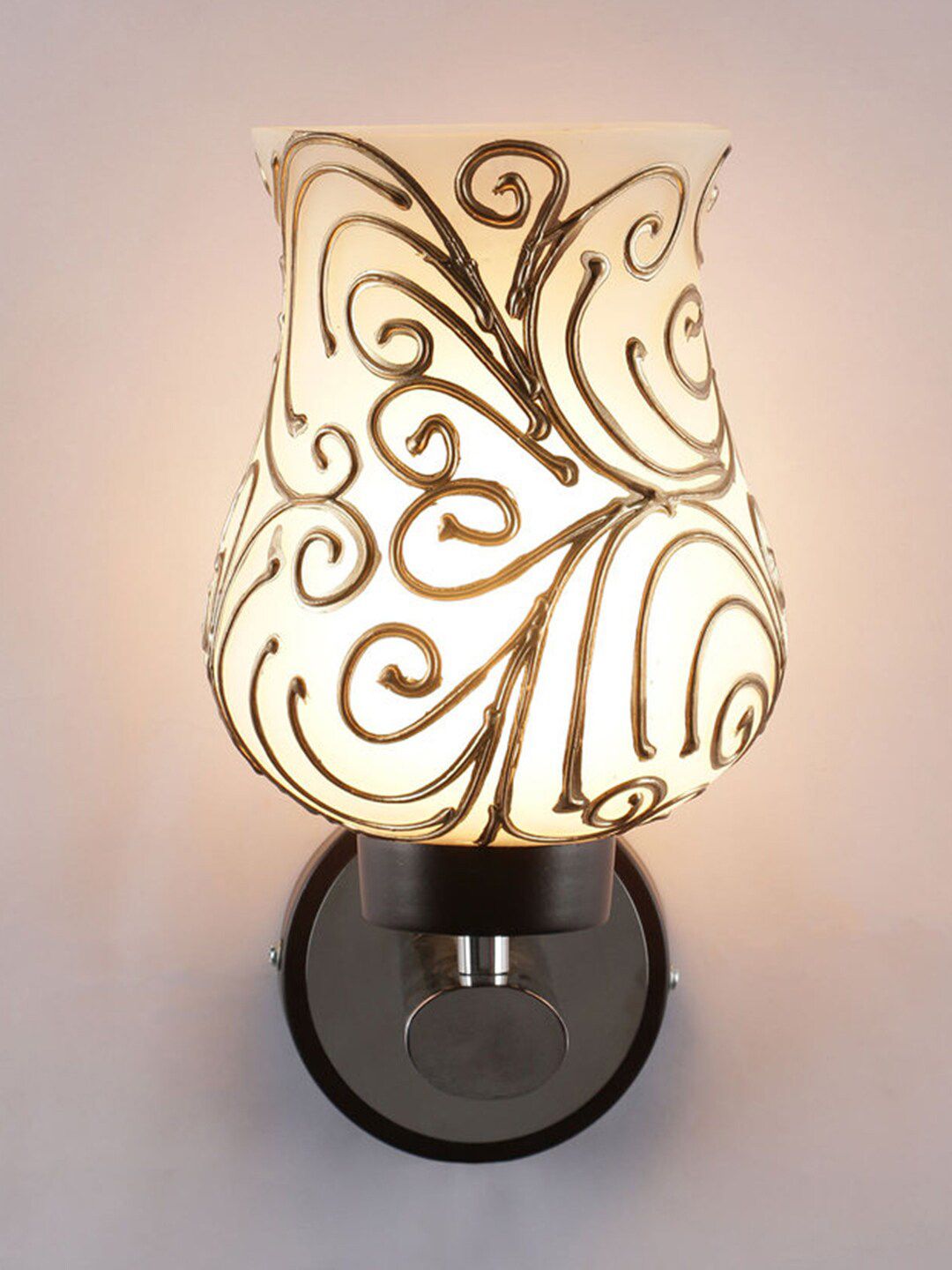 Devansh White & Gold-Toned Traditional Wall Mounted Lamp Price in India
