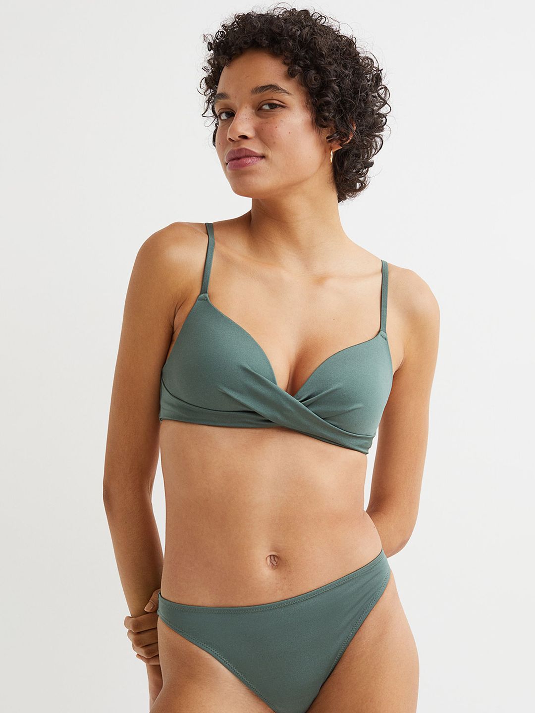 H&M Women Green Solid Bikini Bottoms Price in India