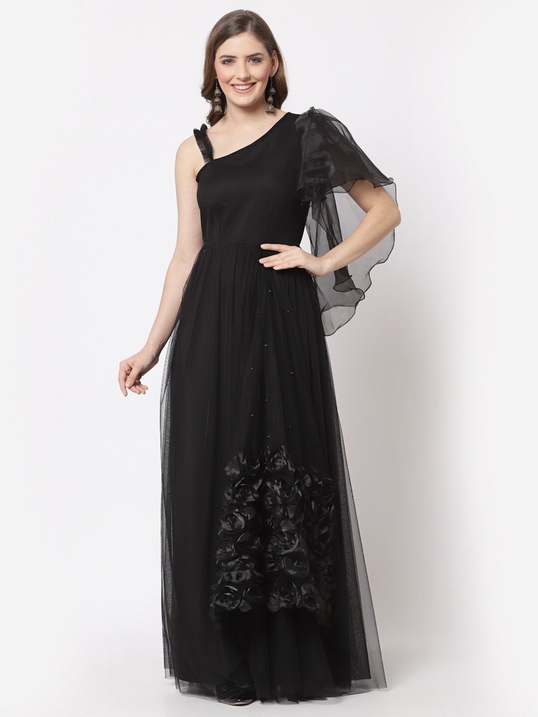 Just Wow Black Net Maxi Dress Price in India