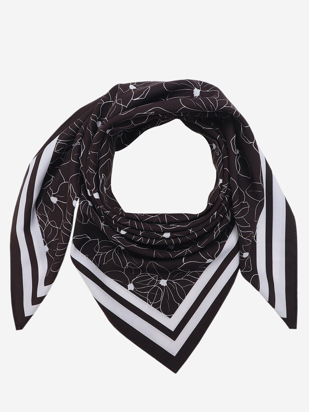 Beau Design Women Brown & White Printed Scarf Price in India