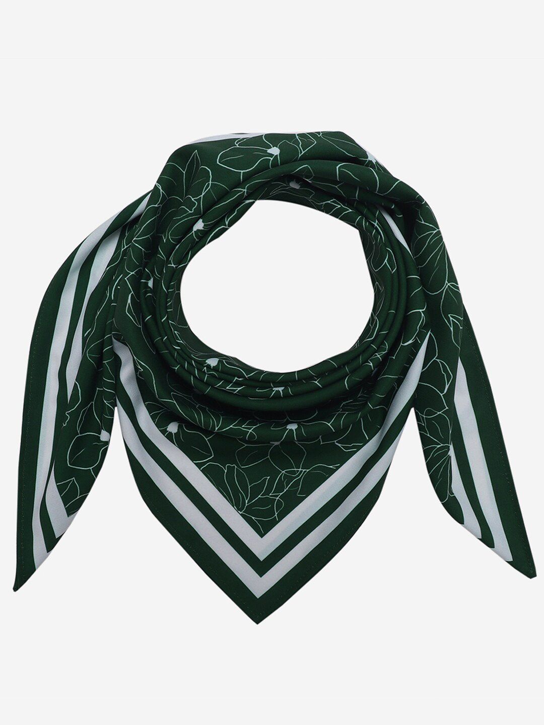 Beau Design Women Green & White Printed Scarf Price in India