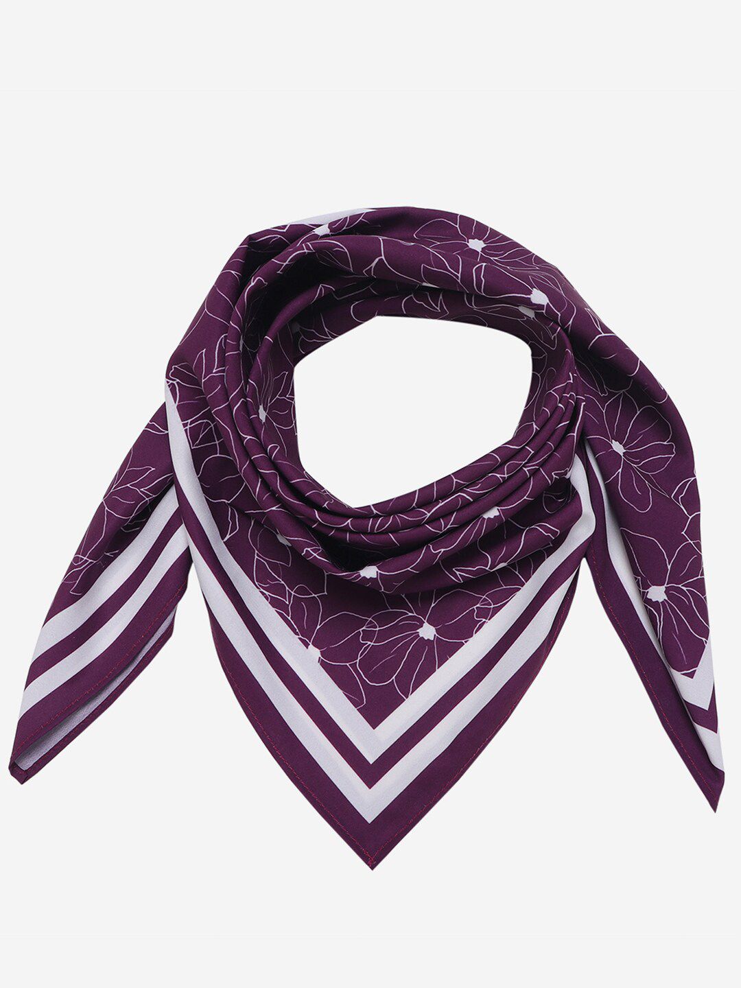 Beau Design Women Purple & White Floral Printed Scarf Price in India