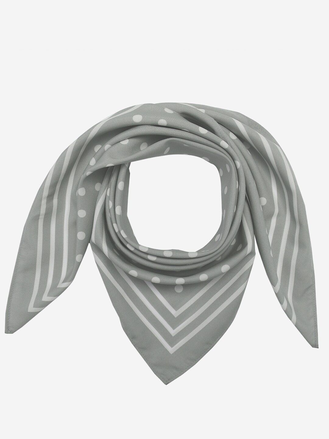 Beau Design Women Grey & White Polka Dot Printed Scarf Price in India