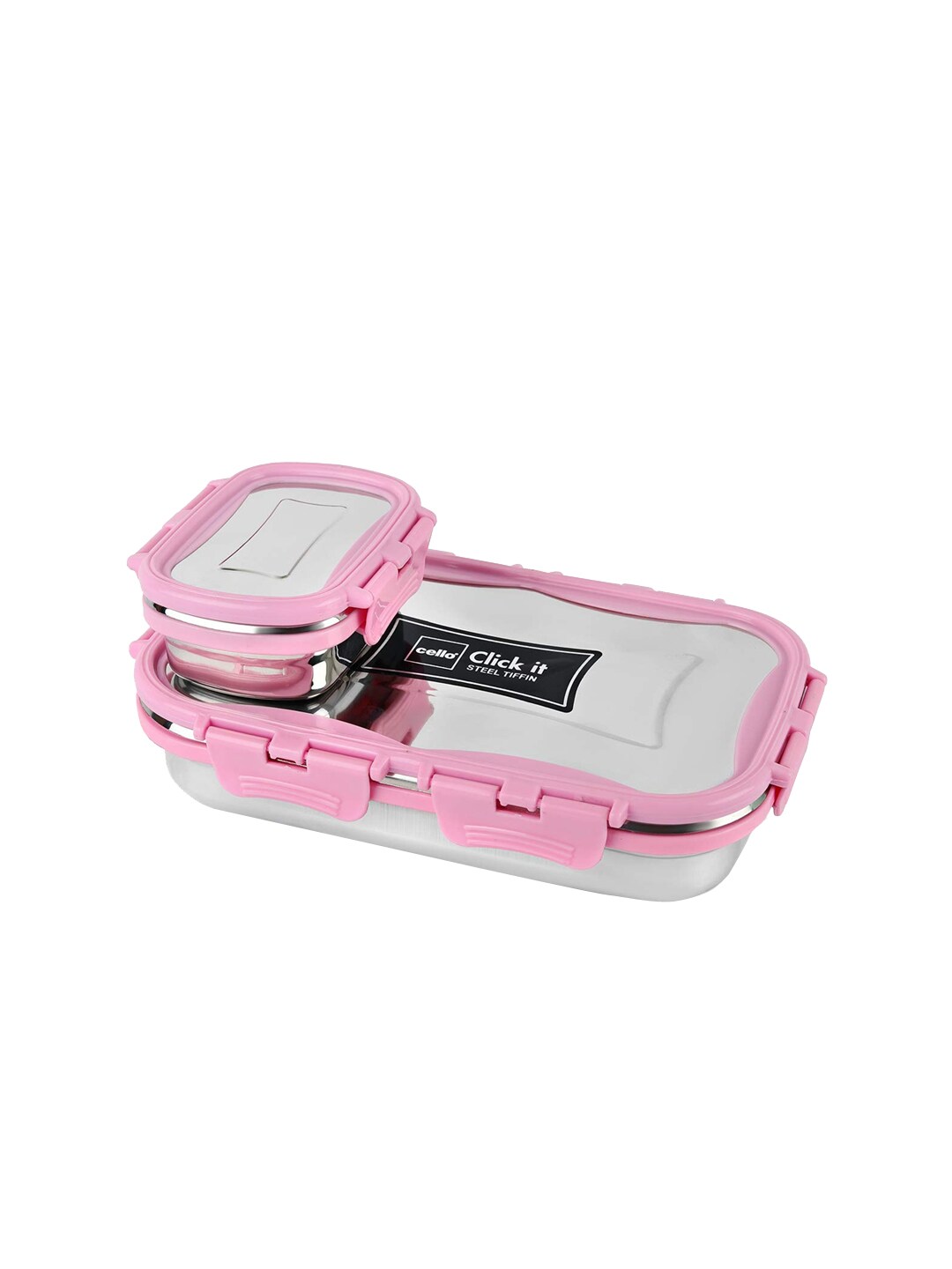 Cello Pink & Steel-Toned Solid Stainless Steel Lunch Box Price in India