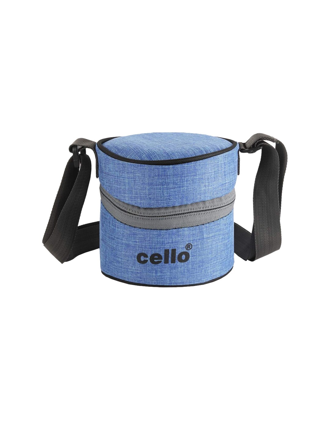 Cello Blue & Silver-Toned Solid Stainless Steel Lunch Box With Bag Price in India