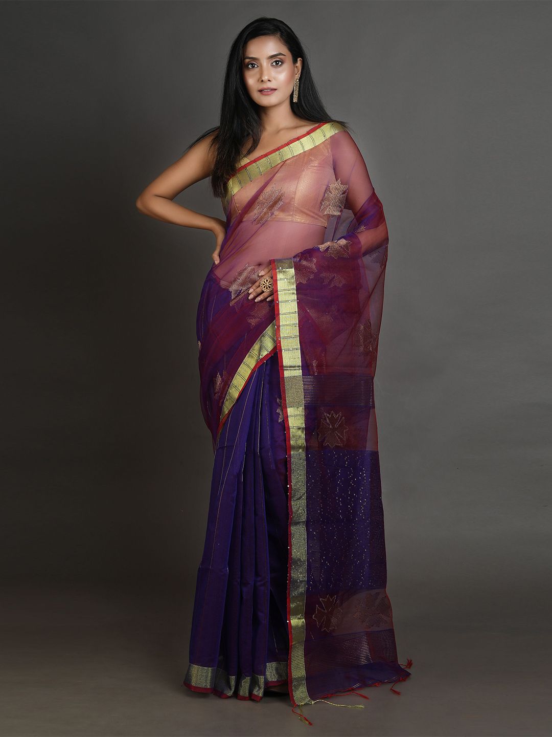Arhi Blue & Golden Woven Design Zari Pure Silk Saree Price in India