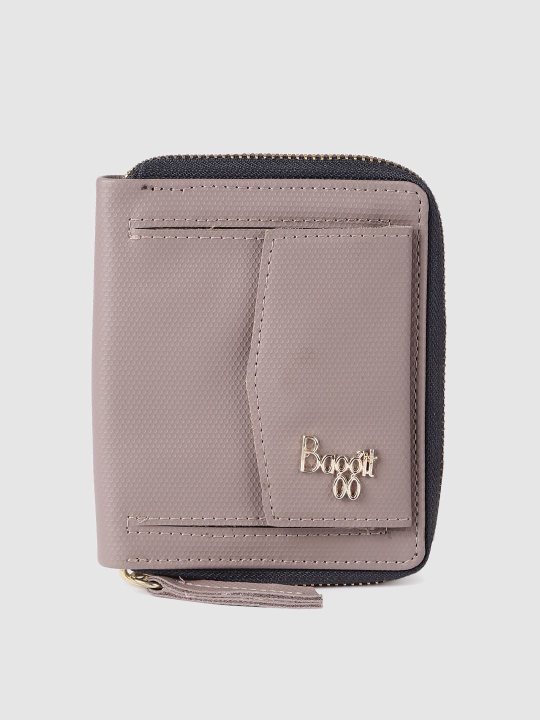 Baggit Women Mauve Textured Zip Around Wallet Price in India