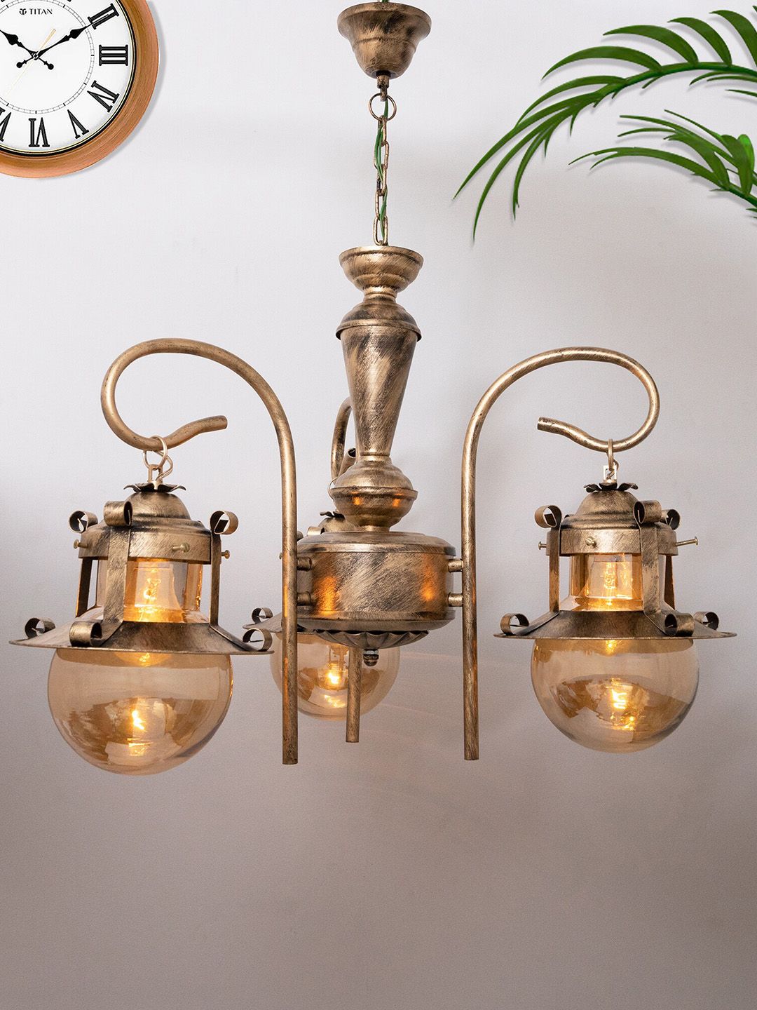 Homesake Gold-Toned 3-Light Oil Rubbed Antique Bronze Vintage Edison Chandelier Price in India