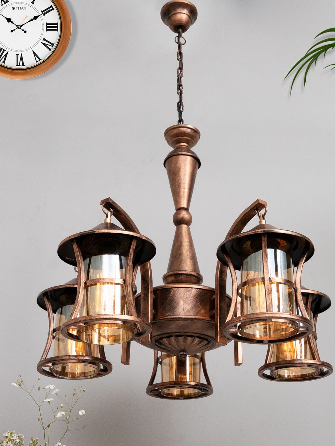 Homesake Copper-Toned 5-Light Oil Rubbed Antique Vintage Chandelier Price in India