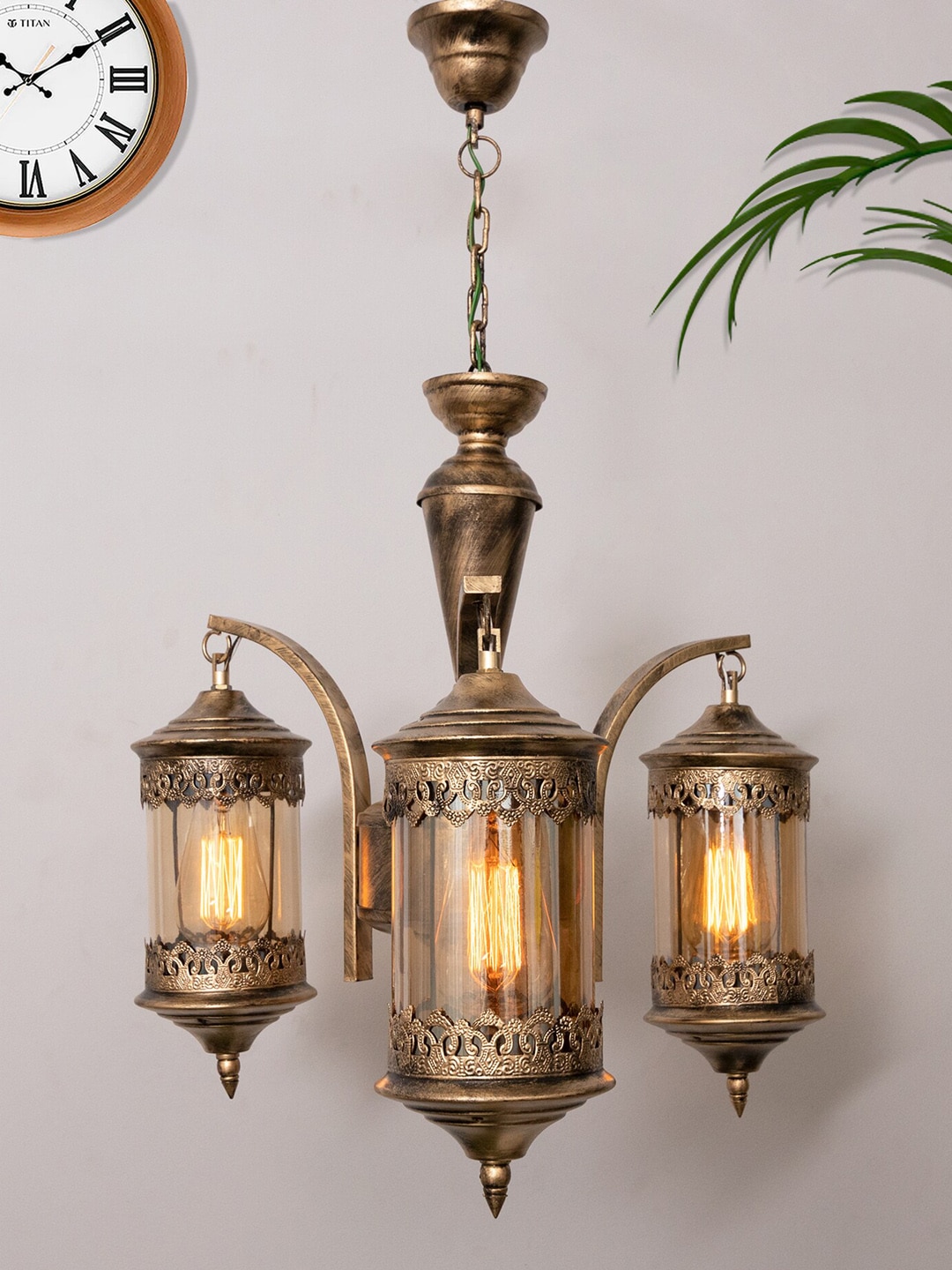Homesake Gold-Toned Antique Bronze Vintage Chandelier Ceiling Lamp Price in India