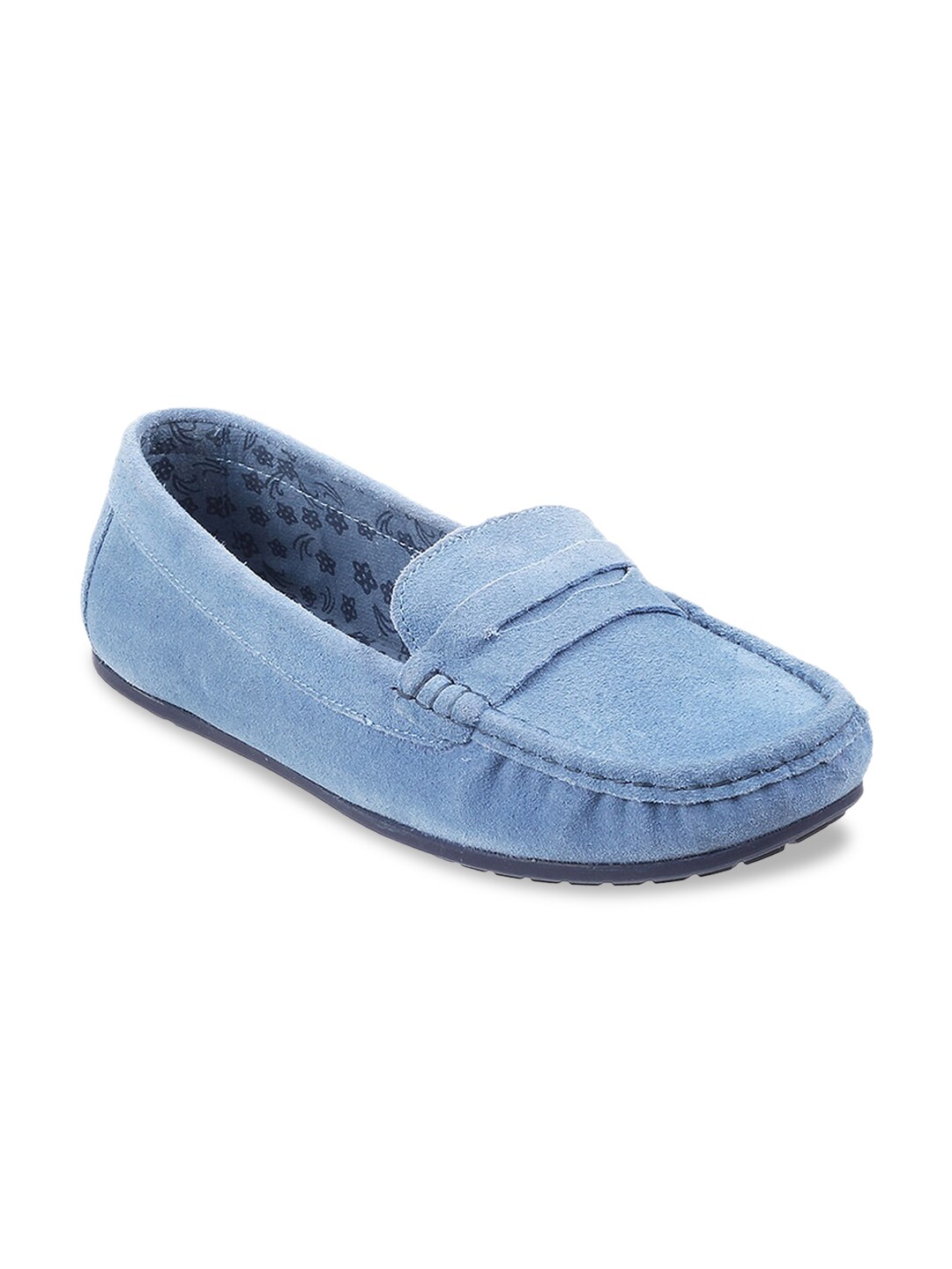 Mochi Women Blue Suede Loafers Price in India