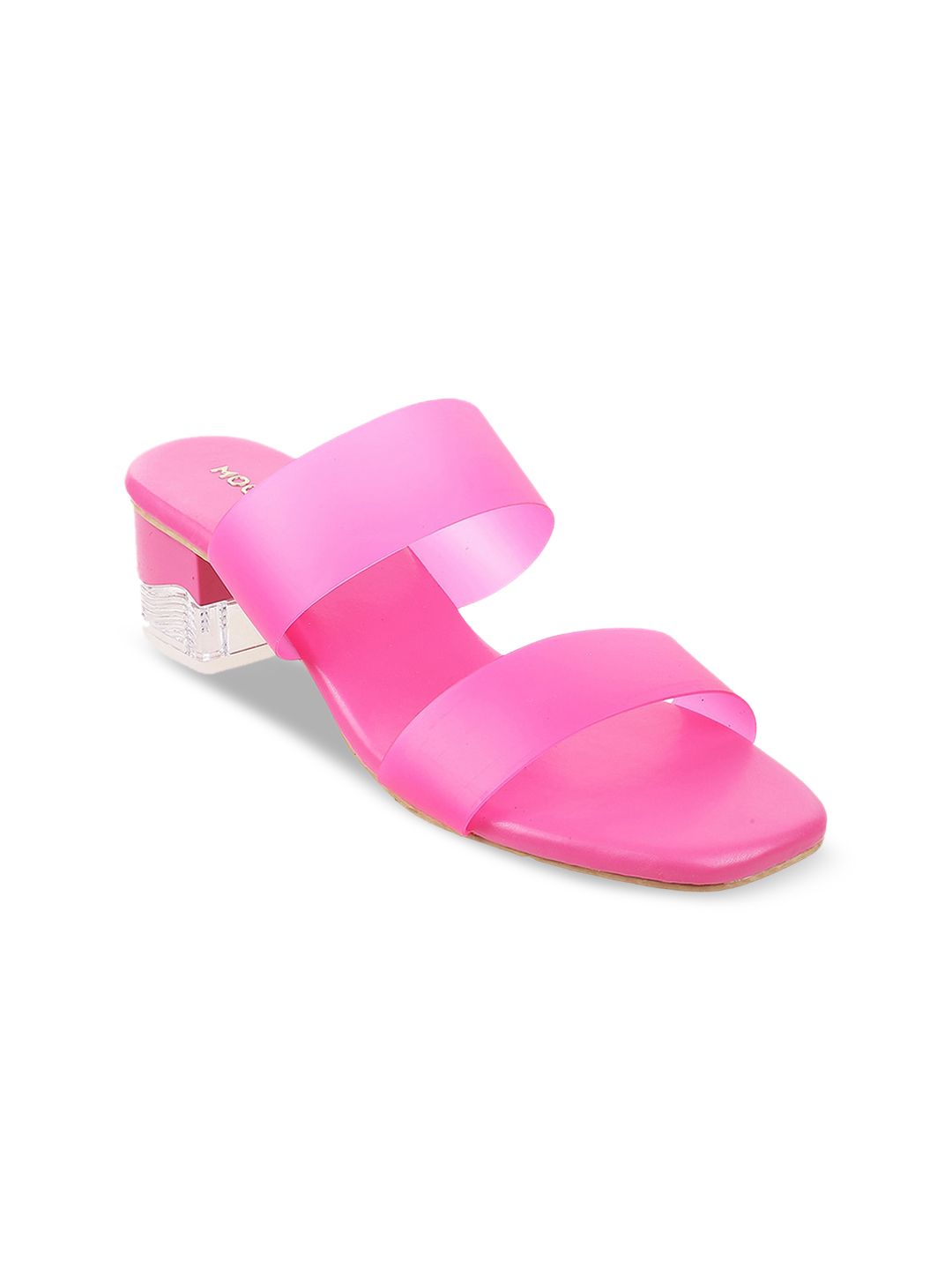 Mochi Pink Colourblocked Block Sandals Price in India