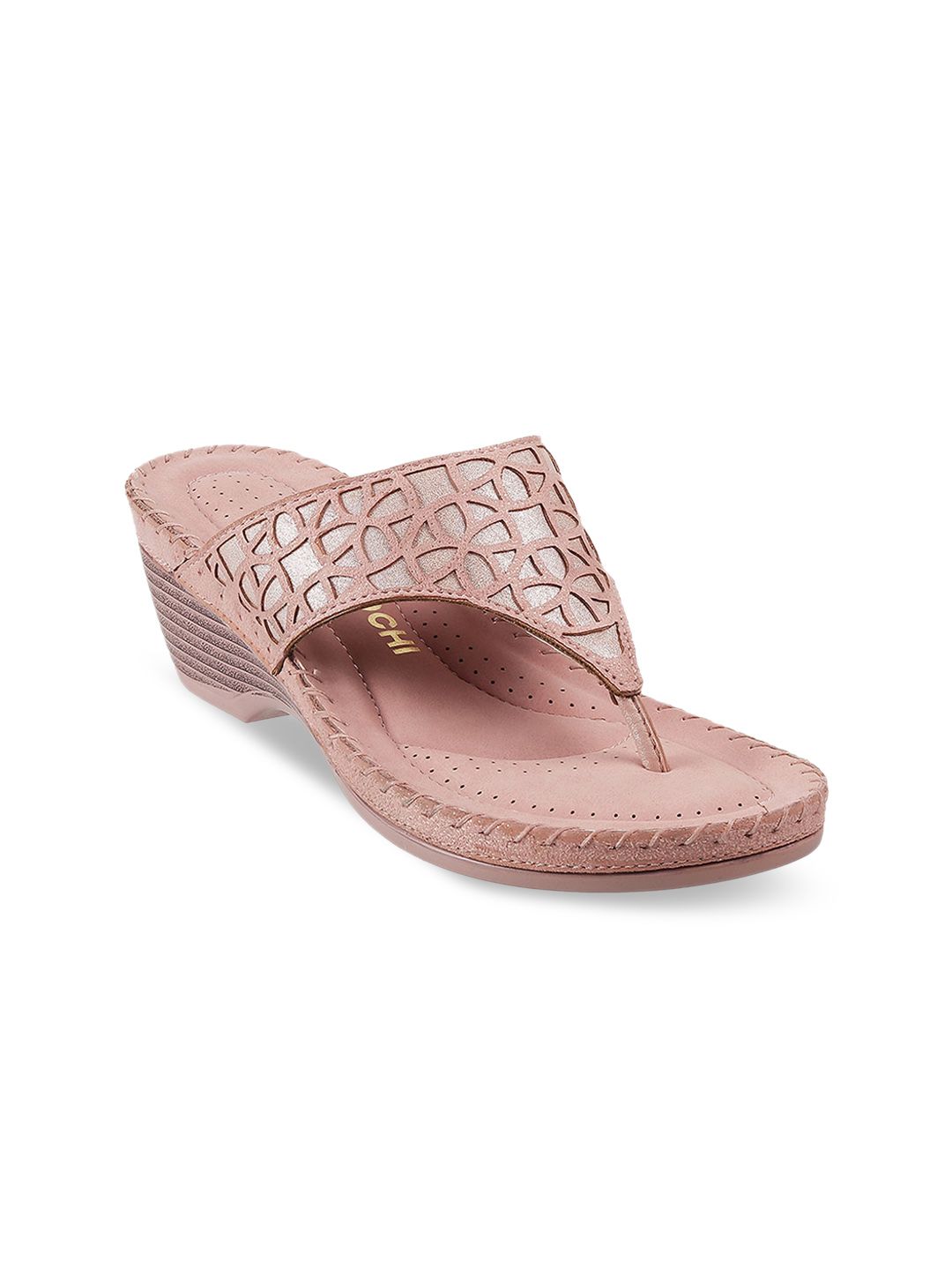 Mochi Peach-Coloured Wedge Sandals Price in India