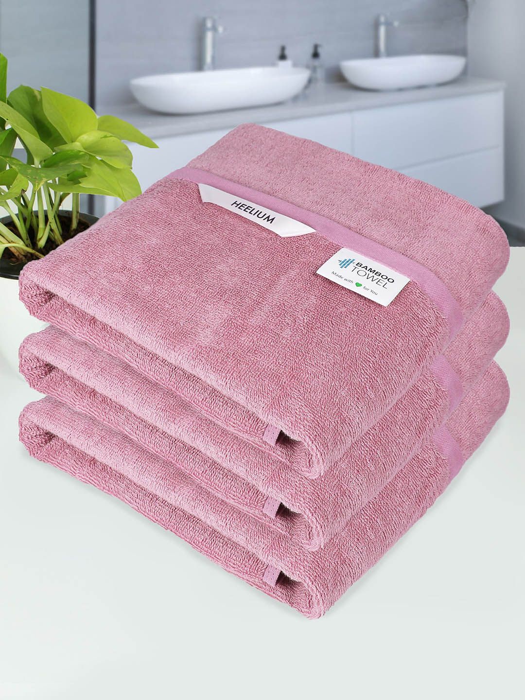 Heelium Unisex Peach Bath Towels Price in India