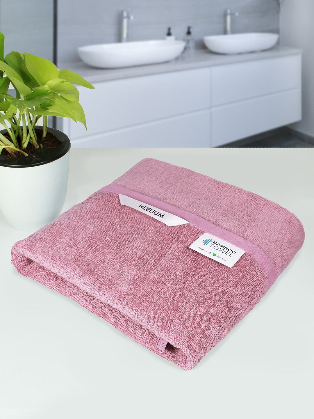 Heelium Bamboo Peach color Bath Towel Price in India