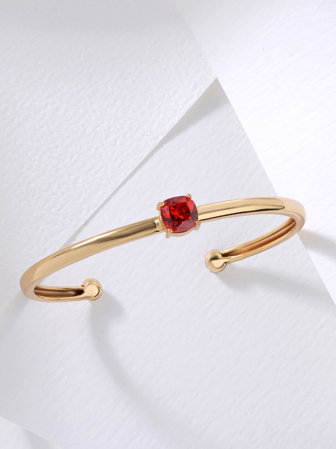 MINUTIAE Gold-Plated Red Crystals Cuff Bracelet Price in India