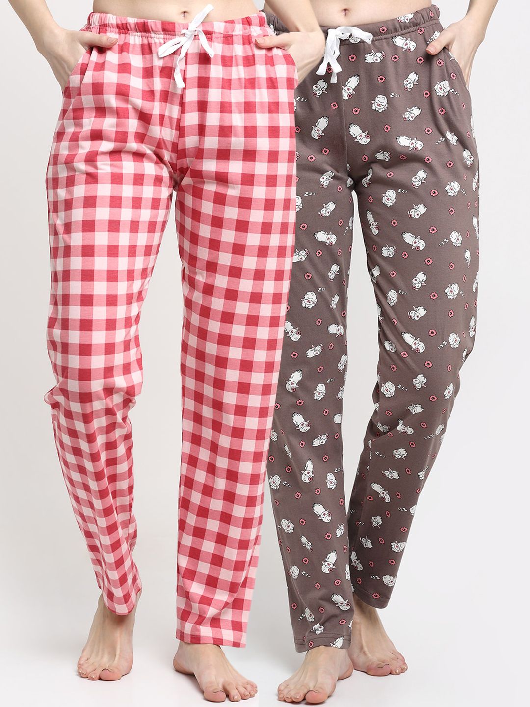 Kanvin Women Pack Of 2 Printed Pure Cotton Lounge Pants Price in India