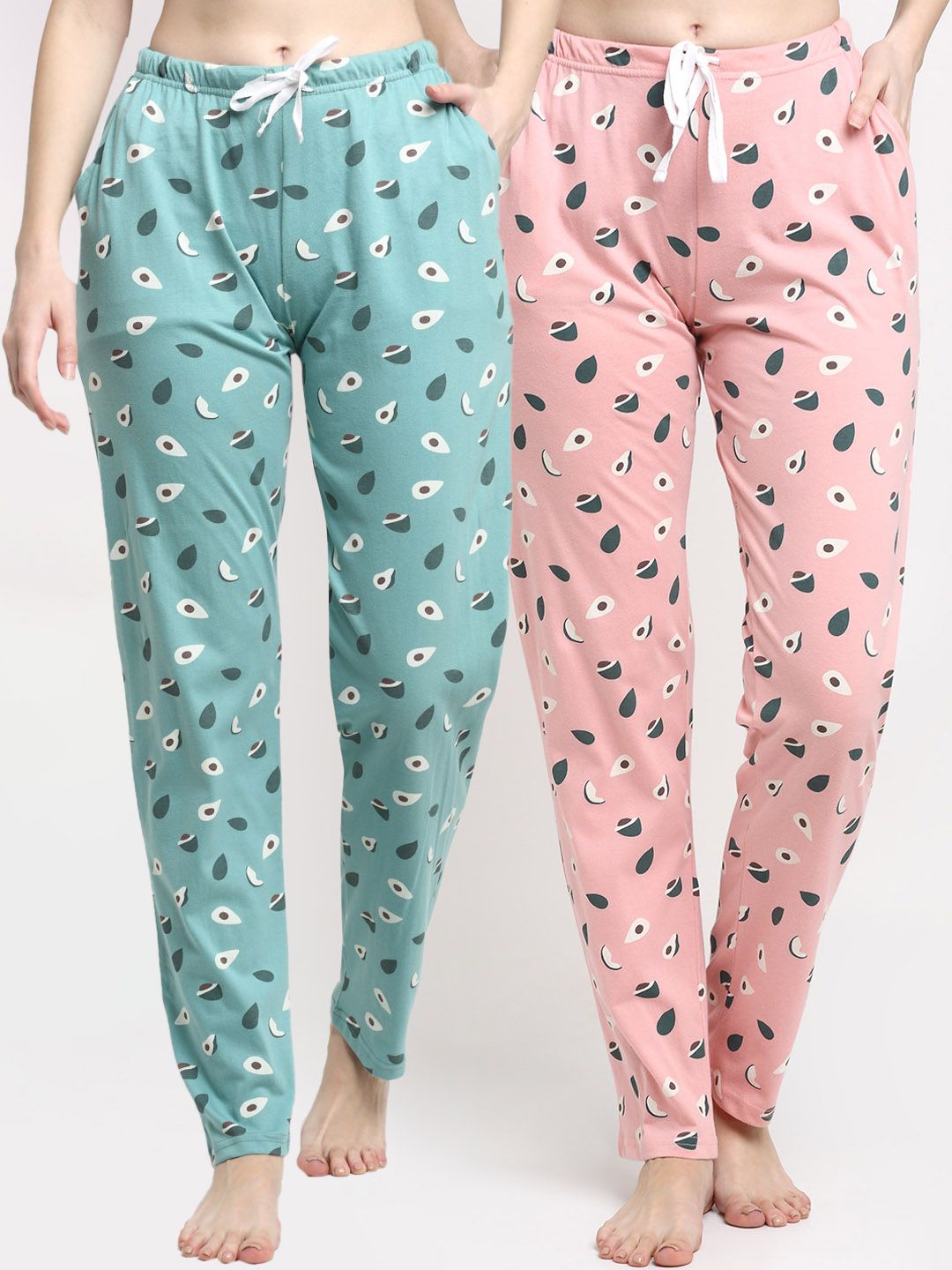 Kanvin Women Pack Of 2 Printed Pure Cotton Lounge Pants Price in India